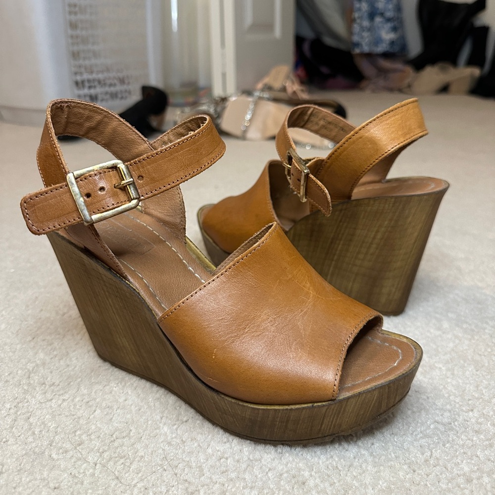 Topshop Brown Wedge Heels Size 38